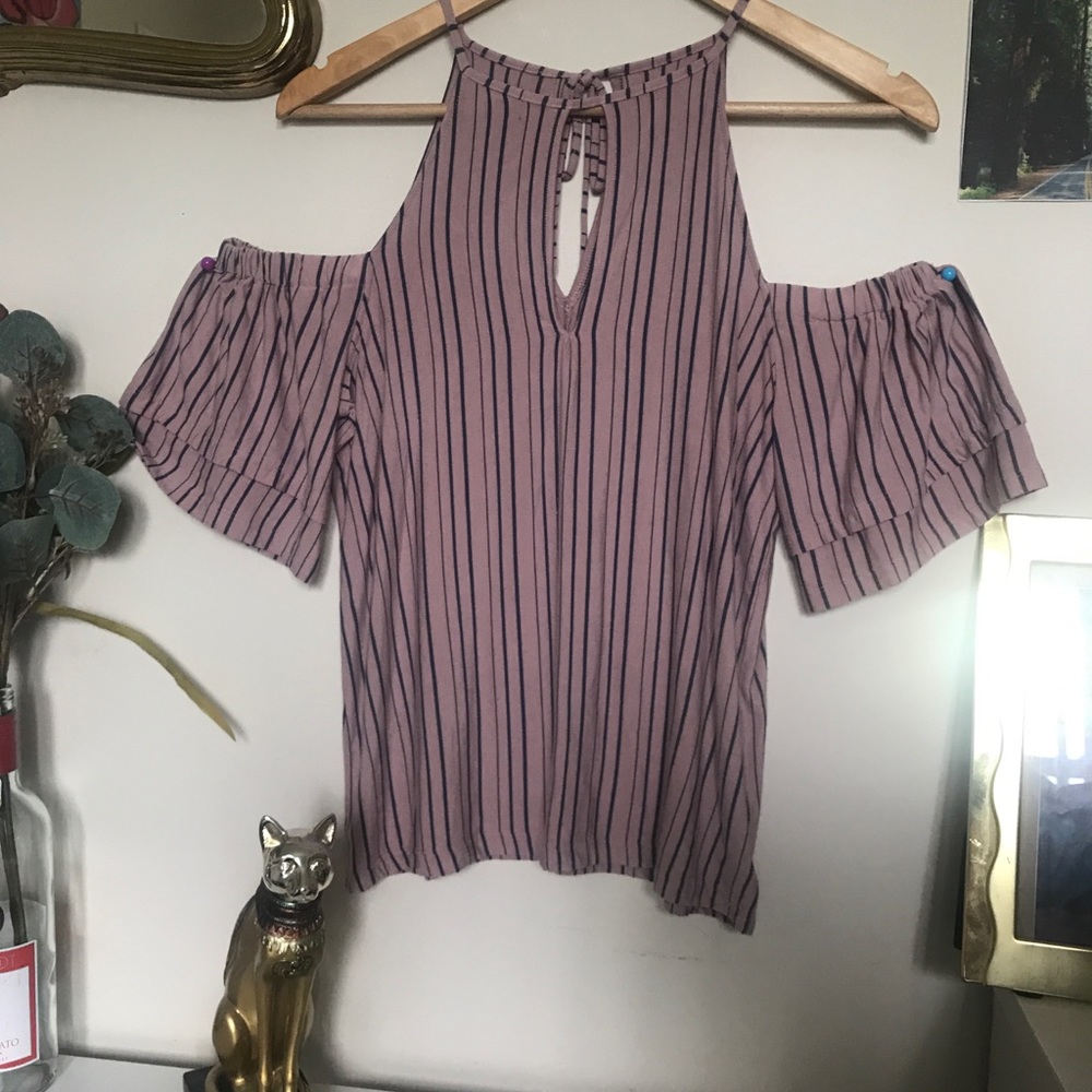Striped off shoulder American Eagle top
